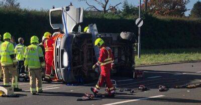Van overturns on busy A40 trapping person inside - updates - walesonline.co.uk