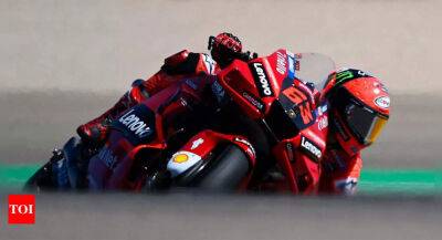 Marc Marquez - Fabio Quartararo - Francesco Bagnaia - Joan Mir - Johann Zarco - Aleix Espargaro - Francesco Bagnaia takes pole in Ducati grid lockout at Aragon GP - timesofindia.indiatimes.com - Italy - Japan