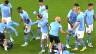 Erling Haaland: Man City striker's show of respect to club kit man goes viral