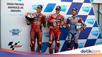 Fabio Quartararo - Francesco Bagnaia - Johann Zarco - Motogp Aragon - Starting Grid MotoGP Aragon 2022: Ducati Kuasai Baris Terdepan - sport.detik.com