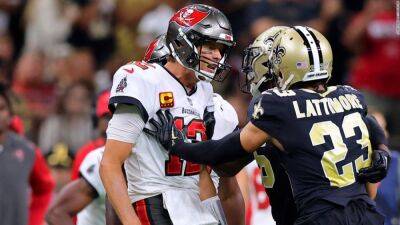 Tom Brady - Mike Evans - Leonard Fournette - Tom Brady breaks tablet as he finally snaps seven-game losing streak to Saints but frustrations spill over in nervy match-up - edition.cnn.com -  New Orleans - state Louisiana - county Bay