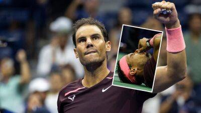 Rafael Nadal cuts own nose with racquet during chaotic four-set win against Fabio Fognini in US Open 2022