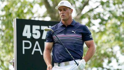 Bryson DeChambeau gets tangled in gallery rope at LIV Golf event
