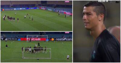 Cristiano Ronaldo showed Real Madrid players how it's done in 2017 shooting drill