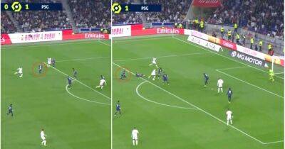 PSG's Sergio Ramos floored by Lyon’s Lacazette - commentator’s reaction is gold
