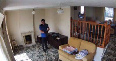 Terrified family watch live on CCTV as burglar ransacks sleeping loved one's home