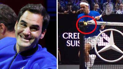 Roger Federer - Jack Sock - WATCH: Roger Federer hits freak shot THROUGH net, jokes 'eye still good' in farewell match at Laver Cup - eurosport.com - France - county Murray