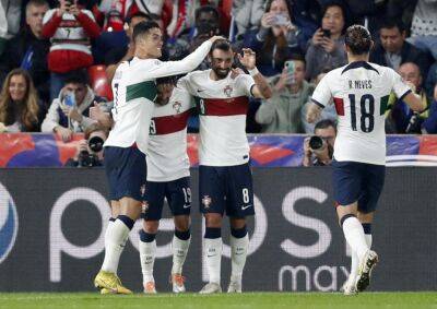 Didier Deschamps - Cristiano Ronaldo - Bruno Fernandes - Gareth Southgate - Diogo Dalot - Patrik Schick - Diogo Jota - Rafael Leao - Jules Kounde - Mario Rui - Portugal cruise past Czechs as Dalot bags brace - arabnews.com - Qatar - France - Spain - Switzerland - Portugal - Egypt - Czech Republic -  Prague