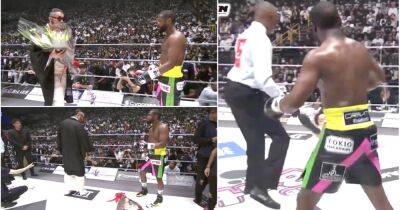 Floyd Mayweather: Flowers thrown at boxing legend’s feet before win vs Mikuru Asakura