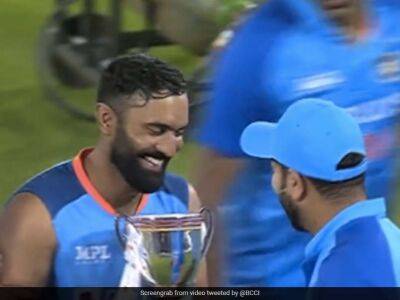 India vs Australia: Fun And Banter As Teammates Force Reluctant Karthik To Lift Trophy After Series Win