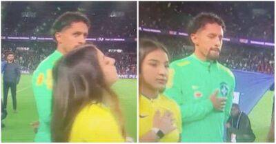 Brazil 5-1 Tunisia: Marquinhos' reaction to national anthem being booed