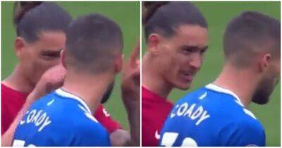 Everton 0-0 Liverpool: Darwin Nunez's cheeky gesture to Conor Coady after goal ruled out
