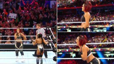 WWE Clash at the Castle: Bayley breaks character due to crowd's chant