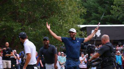 Dustin Johnson makes eagle putt in playoff to win LIV Boston event, his first victory in 19 months