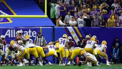 Chris Graythen - Brian Kelly - Florida State blocks PAT to send game to overtime, holds off LSU in 24-23 thriller - foxnews.com - Florida - Ireland - Jordan - state Louisiana - state Ohio - parish Orleans