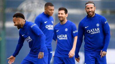 Lionel Messi - Angel Di-Maria - Massimiliano Allegri - Christophe Galtier - Mbappe, Messi and Neymar train ahead of PSG's Champions League opener - in pictures - thenationalnews.com - Qatar - France - Brazil - Argentina