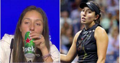 US Open: Jessica Pegula sips beer in press conference to 'ease the loss'