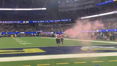 Josh Allen - Animal rights activists interrupt Bills-Rams game, carry smoke flare across field - foxnews.com - Los Angeles