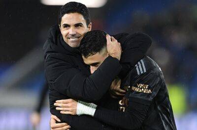 Mikel Arteta - Martin Odegaard - Eddie Nketiah - Evan Ferguson - Arsenal have 'desire' to be champions, says beaming Arteta - news24.com - Britain - Manchester -  Man