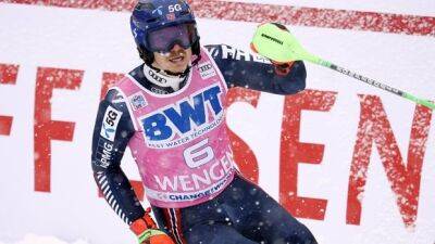 With snow in his face, Kristoffersen takes men's World Cup slalom in Switzerland