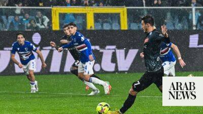 Adelaide International - Gianluca Vialli - Matteo Politano - Napoli down Sampdoria 2-0 to stretch Serie A lead as Milan draw - arabnews.com - Manchester - Italy - Australia - Saudi Arabia - Iraq