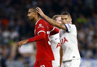 Yves Bissouma - Jurgen Klopp - Curtis Jones - Joel Matip - Cody Gakpo - Tottenham Hotspur - Pedro Porro - Joel Matip's late own goal gives Spurs win over nine-man Liverpool - thenationalnews.com - Liverpool