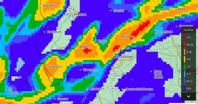 Met Office weather maps show when torrential downpours will hit Manchester with TWELVE hours of heavy rain forecast - manchestereveningnews.co.uk - Britain