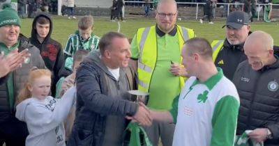 Watch Brendan Rodgers take Celtic centre stage as he presents St Roch's trophy after they down Parkhead veterans
