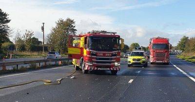 LIVE: Stretch of M56 fully shut after serious crash between car and lorry - latest updates