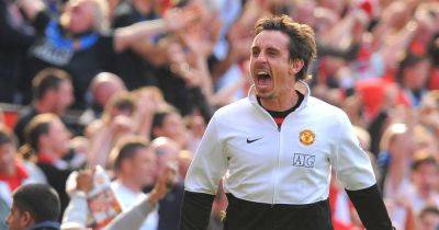 'Like a lunatic' - Gary Neville's reaction to Manchester United derby winner that made Mark Hughes rage