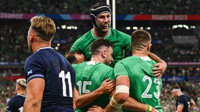 James Lowe - Andy Farrell - James Ryan - Iain Henderson - Peter Omahony - Tadhg Beirne - Ireland hammer Scotland to set up Rugby World Cup quarter-final against New Zealand - rte.ie - France - Scotland - Ireland - New Zealand