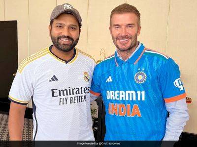 David Beckham Dons Rohit Sharma's India Jersey, India Captain Wears Football Icon's Real Madrid Shirt. See Pics