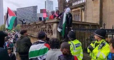 LIVE: Pro-Palestine demonstrators march in Manchester city centre as protesters appear to scale Cathedral