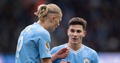 Kevin De-Bruyne - Julian Alvarez - Phil Foden - Julian Alvarez shuts down Erling Haaland theory as Bournemouth boss sends warning to Man City - manchestereveningnews.co.uk