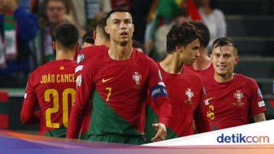 Cristiano Ronaldo - Roberto Martínez - Bruno Fernandes - Ricardo Horta - Portugal 100 Persen di Kualifikasi Euro 2024 - sport.detik.com - Portugal
