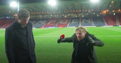 John Macginn - Steve Clarke - Watch hilarious Hampden reaction as Norwegian TV pitchside reporter startled by pre-match firework test - dailyrecord.co.uk - Scotland - Norway