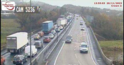 Heavy congestion after crash shuts part of busy Carmarthenshire route