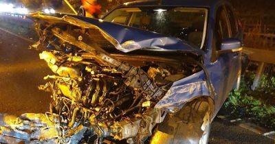Shocking picture shows wrecked vehicle after four car smash on M56 - the occupants walked away
