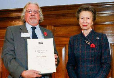 Downs Sailing Club’s Chris Shelton receives RYA Lifetime Commitment Award and meets Her Royal Highness the Princess Royal at London ceremony
