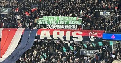 PSG fans hail the Green Brigade as Celtic solidarity message issued with 'until the last' banner unveiled