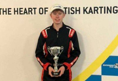 Jack Lead from Hawkinge, near Folkestone, wins this year’s Junior Pro Summer lightweight group Karting Championship at Buckmore Park in Chatham – as sport also has big impact on his life on the track