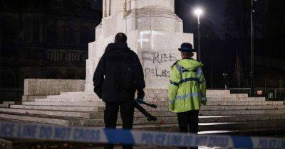 Pro-Palestine protesters vandalise war memorial in 'unacceptable' act as police launch investigation