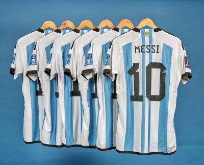 Lionel Messi - Michael Jordan - El Clasico - Lionel Messi World Cup 2022 shirts sell for nearly $8m in New York auction - thenationalnews.com - Qatar - France - Croatia - Netherlands - Argentina - Australia - Mexico - New York - Saudi Arabia - Jordan
