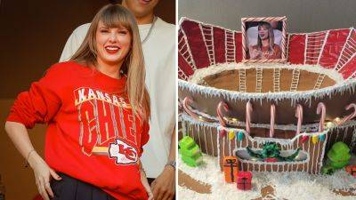Taylor Swift is 'spotted' on Kansas City airport lounge gingerbread house inspired by Arrowhead Stadium
