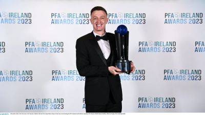 Shamrock Rovers - Stephen Bradley - Chris Forrester - Evan Ferguson - Jonathan Afolabi - Chris Forrester named PFAI Player of the Year for 2023 - rte.ie - Ireland - county Patrick