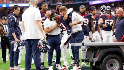 Texans WR Tank Dell carted off after injuring ankle - ESPN