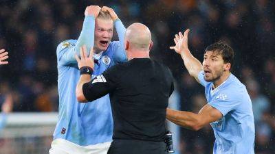 Jack Grealish - Mikel Arteta - Pep Guardiola - Erling Haaland - Haaland enraged by controversial late referee call - rte.ie