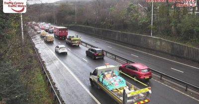 Live updates as A470 car fire causes long delays