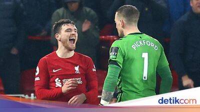 Andrew Robertson - Conor Coady - Cody Gakpo - Liverpool Vs Everton: Robertson Tertawa, Pickford Gak Terima! - sport.detik.com - Jordan - Liverpool