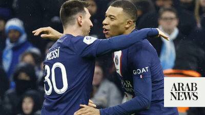 Mbappé and Messi combine as leader PSG wins 3-0 at Marseille